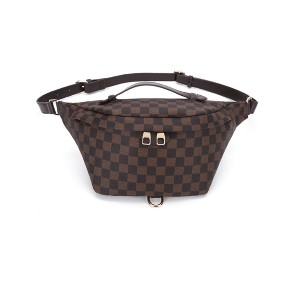 Brown Checkered Shoulder Bag